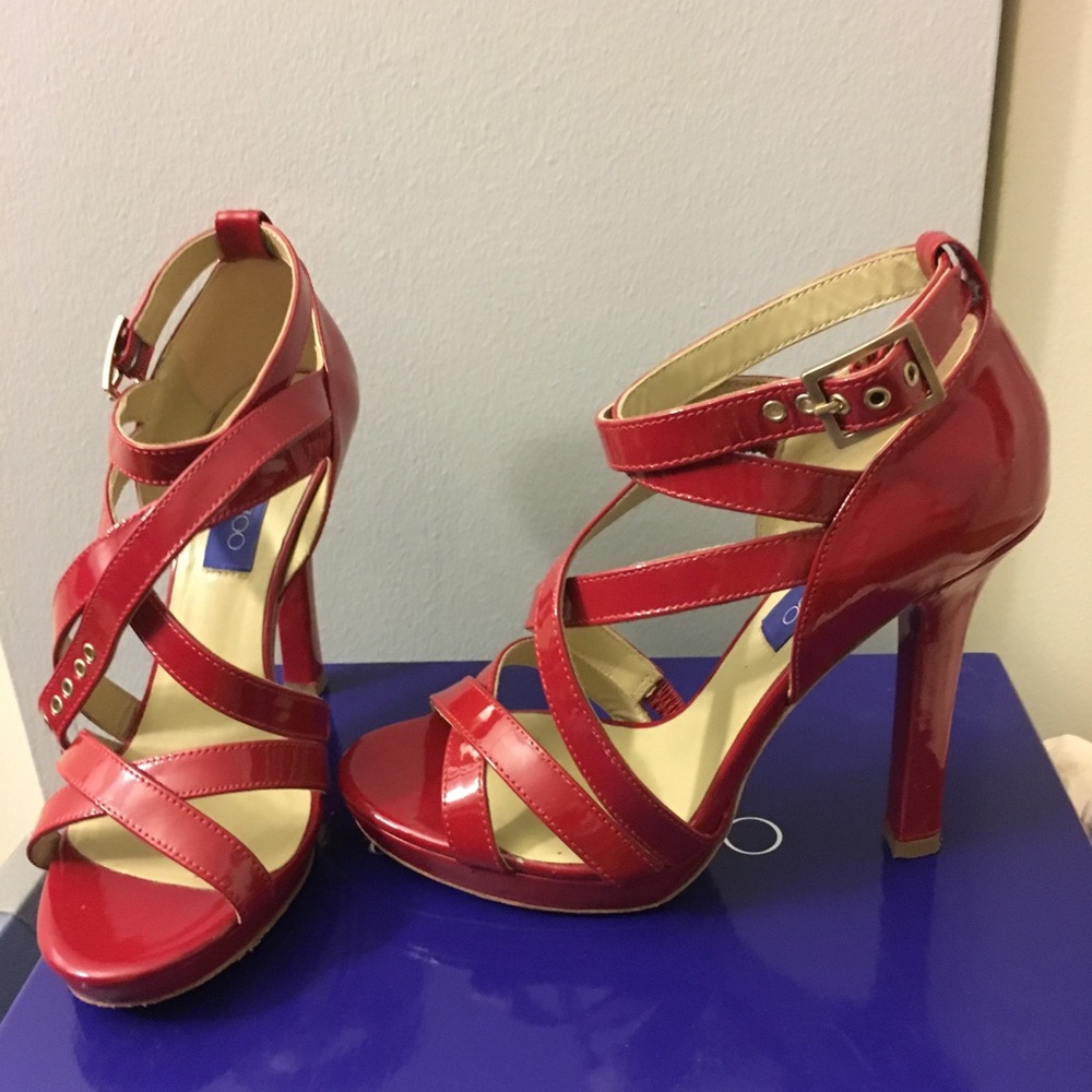 Jimmy Choo for H & M red patent sandal size 8!